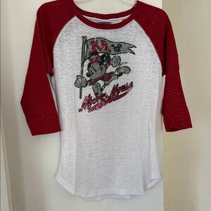 Disney Mickey Mouse Red and White Long Sleeve Tee